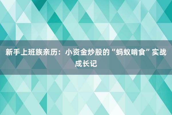 新手上班族亲历：小资金炒股的“蚂蚁啃食”实战成长记