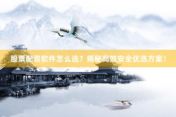 股票配资软件怎么选？揭秘高效安全优选方案！